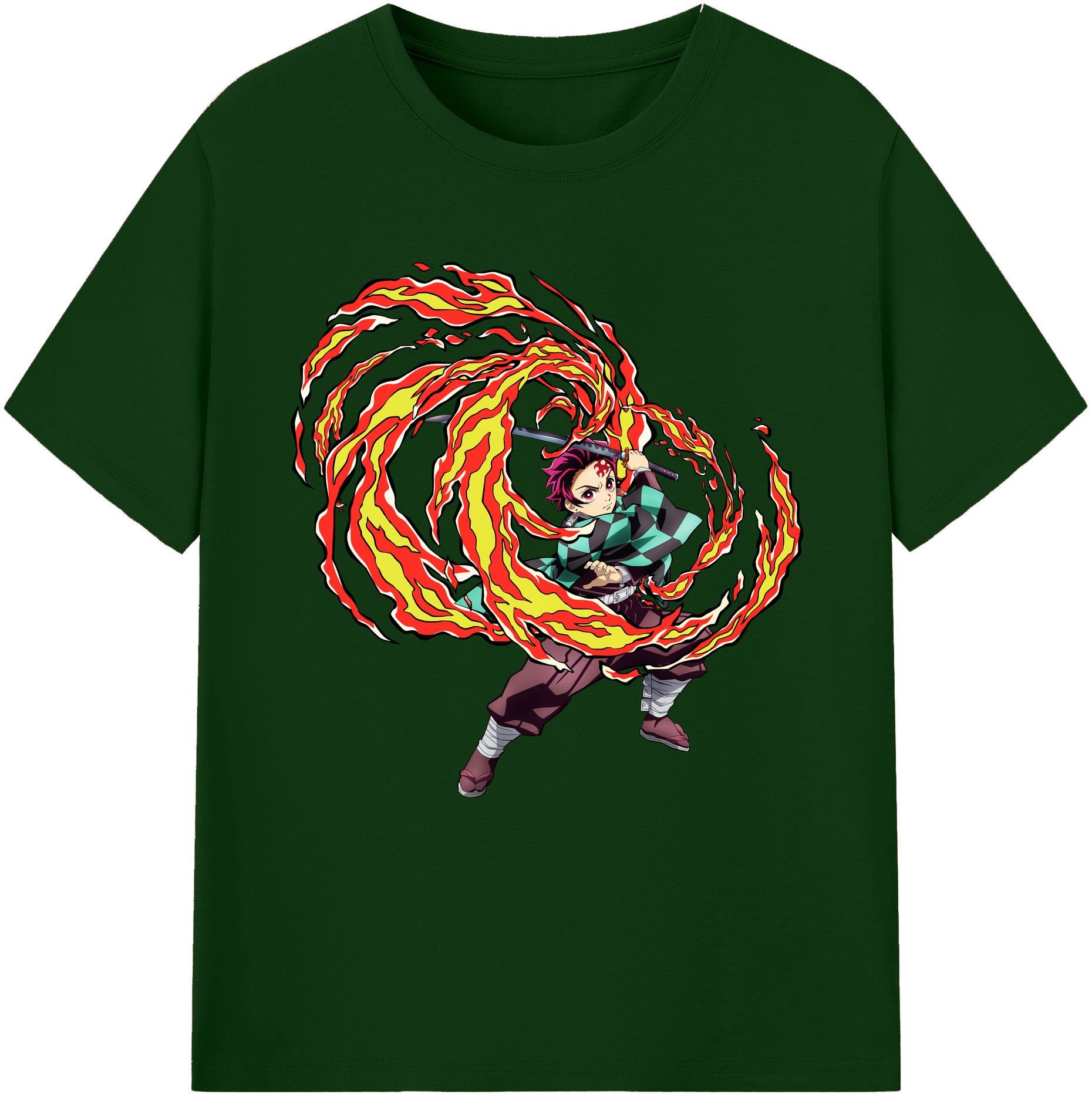 （画像用） 鬼滅の刃 竈門 炭治郎／かまど たんじろう Kamado Tanjirou 綿100％半袖Tシャツ（フロントプリント）